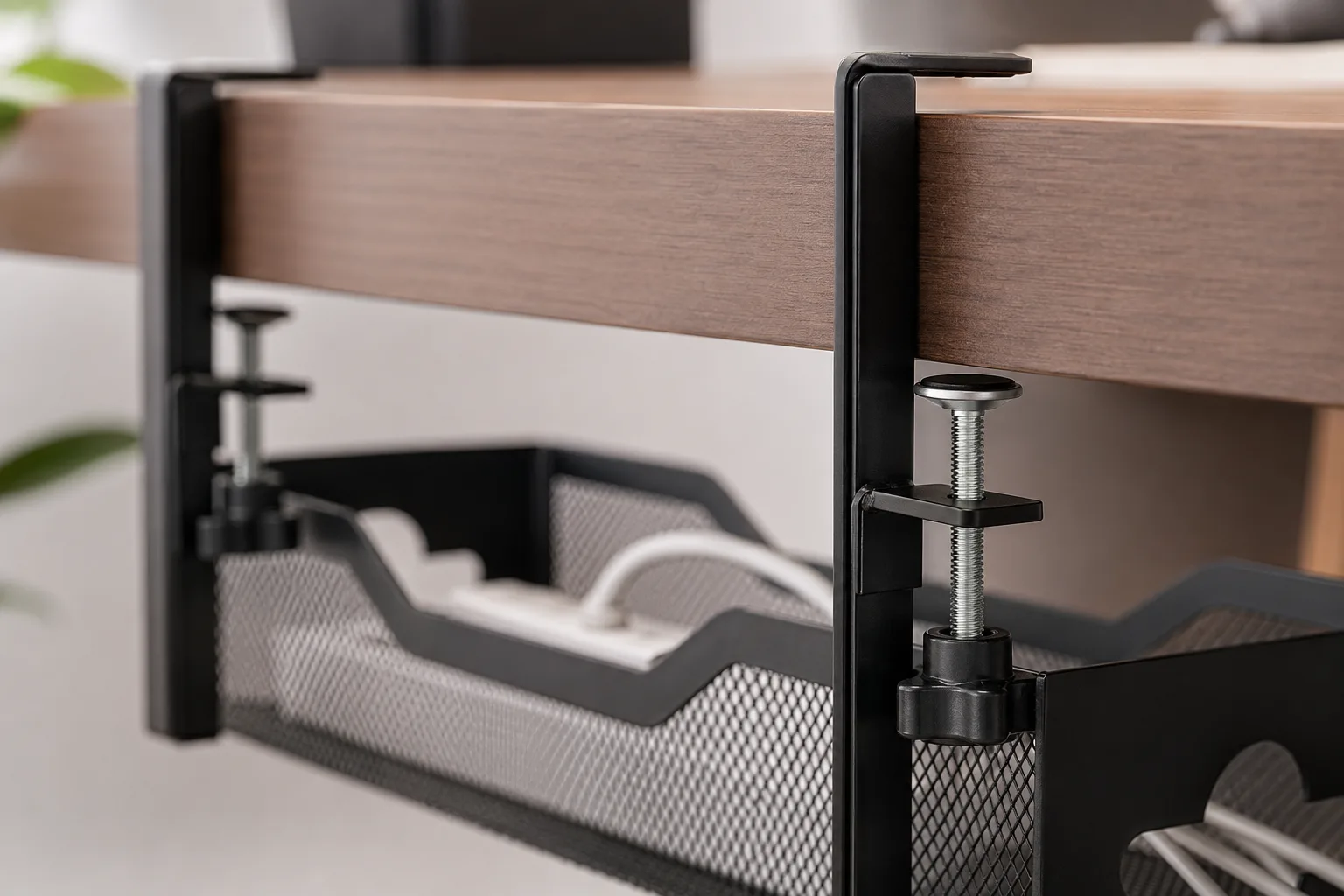 Close-up of the padded no-drill clamp