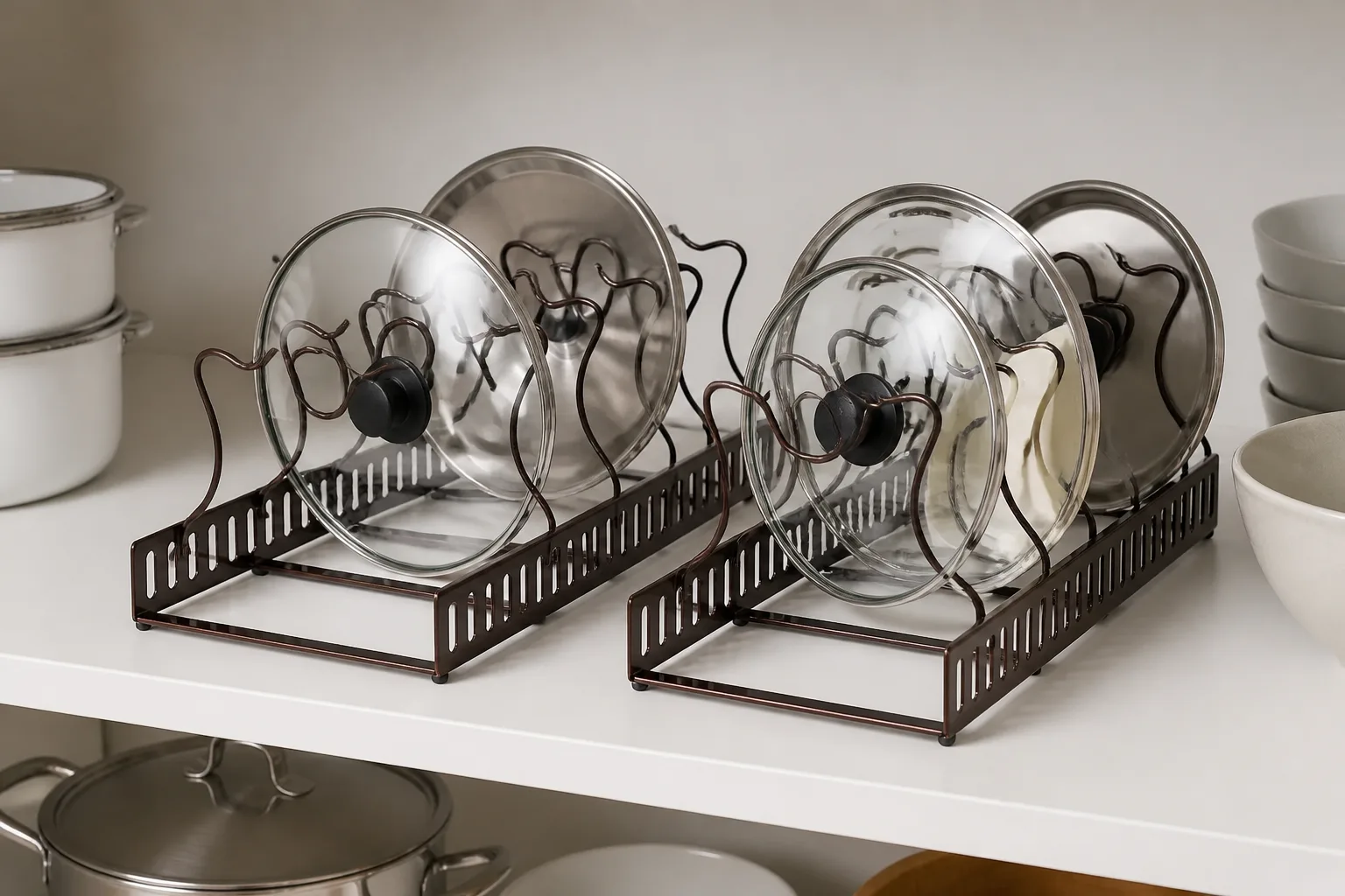 Two separated five-divider rack sections